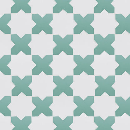 Porto Checker | Porcelain Star+Cross Floor & Wall Tile