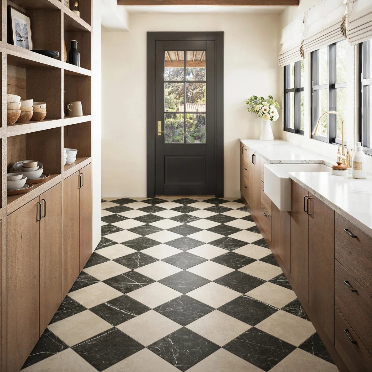Palazzo Checkerboard | 12" x 12" Porcelain Marble Look Floor & Wall Tile