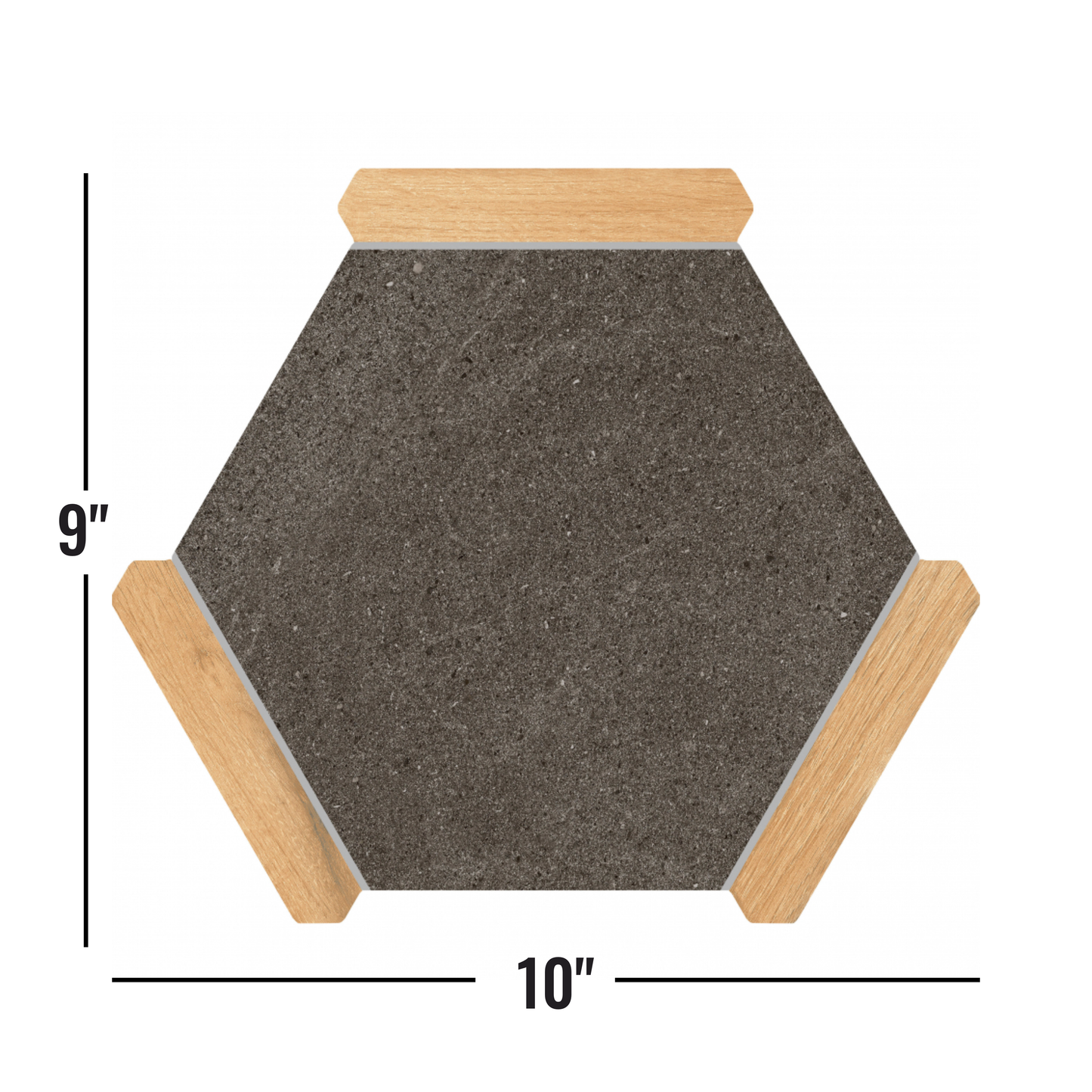 Villa Antica | Grafito Pino 9"x10" Porcelain Hexagon Wall & Floor Tile