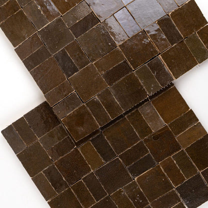 Zellige Moderne | 12"x12" Crosshatch Terracotta Mosaic Tile