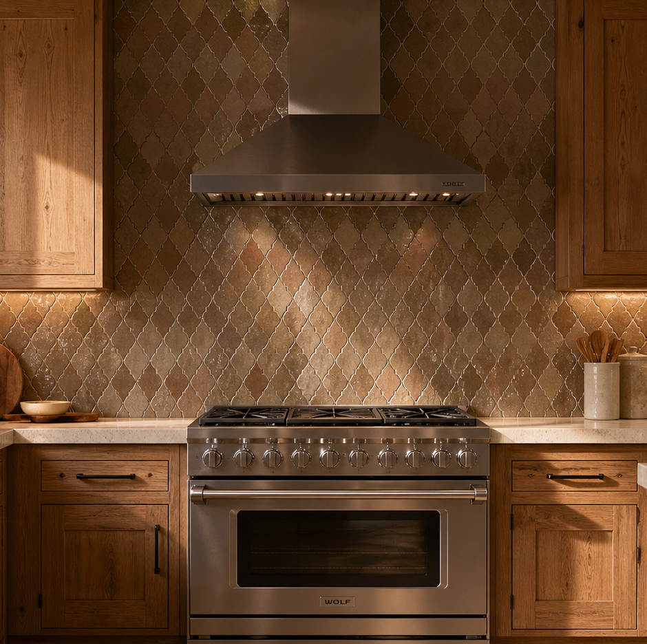 Hand Crafted Zellige | 10.5"x10" Terracotta Papillon Deco Mosaic Tile