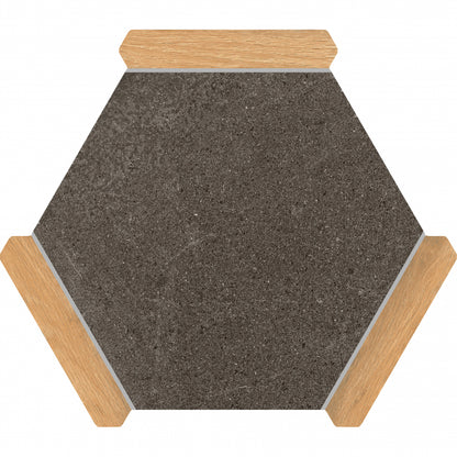 Villa Antica | Grafito Pino 9"x10" Porcelain Hexagon Wall & Floor Tile