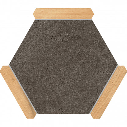 Villa Antica | Grafito Pino 9"x10" Porcelain Hexagon Wall & Floor Tile