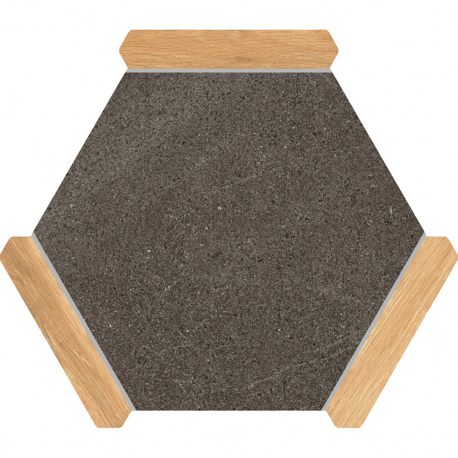 Villa Antica | Grafito Pino 9"x10" Porcelain Hexagon Wall & Floor Tile