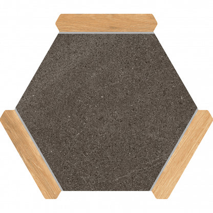 Villa Antica | Grafito Pino 9"x10" Porcelain Hexagon Wall & Floor Tile