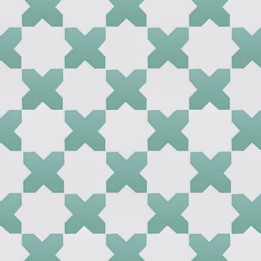 Porto Checker | Porcelain Star+Cross Floor & Wall Tile