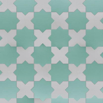 Porto Checker | Porcelain Star+Cross Floor & Wall Tile