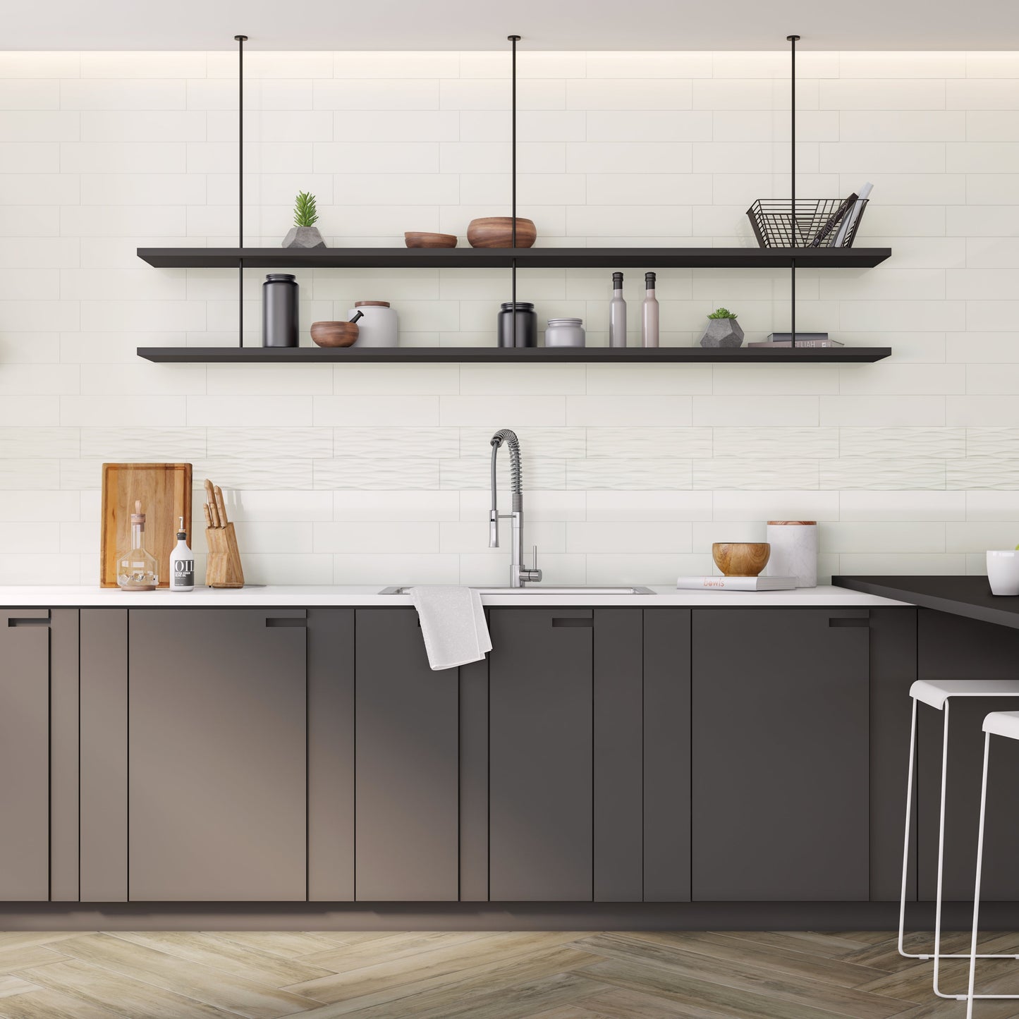 Kreative Studio | 4"x16" Porcelain Ripple Deco Wall Tile