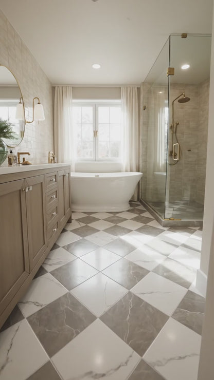 Sophia Checkerboard | 12"x12" Marble Look Tile