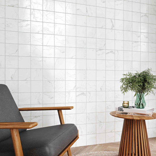 Omega | 5"x5" Porcelain Marble Look Wall Tile