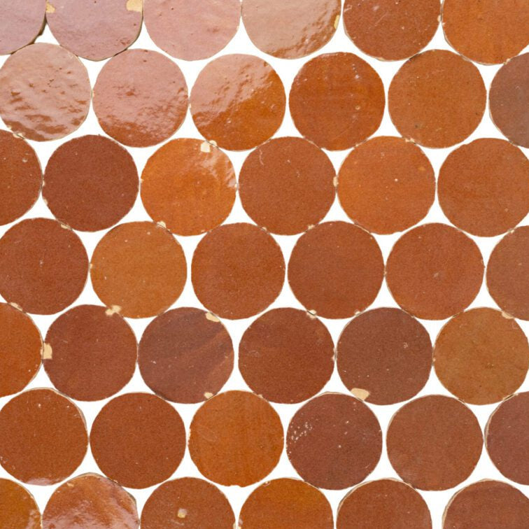 Zellige Moderne | 2"x2" Terracotta Circles Mosaic Tile