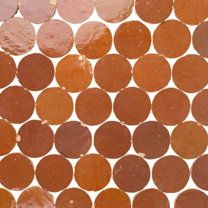 Zellige Moderne | 2"x2" Terracotta Circles Mosaic Tile