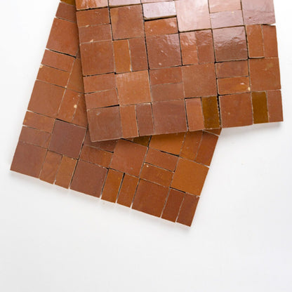 Zellige Moderne | 12"x12" Crosshatch Terracotta Mosaic Tile