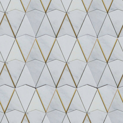 Gold + Marmo | 12"x12" Verona Marble & Brass Mosaic Tile