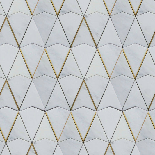 Gold + Marmo | 12"x12" Verona Marble & Brass Mosaic Tile